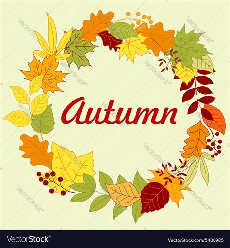 Autumnal Frame With Colorful Leaves And Herbs Vector Image