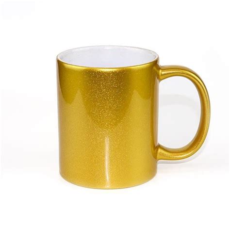 Gold Sparkle Mugs 11oz Ceramic For Sublimation Printing