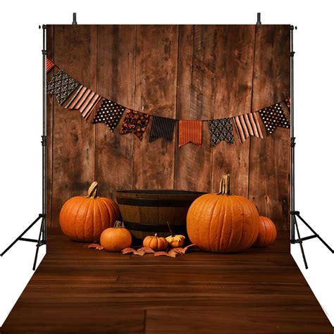 Halloween Theme Photo Booth Backdrop Thanksgiving Wood Floor Backdrop