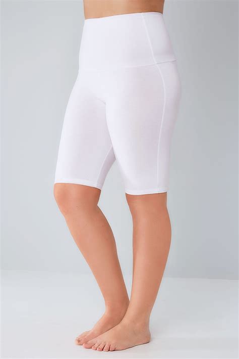 White Tummy Control Soft Touch Legging Shorts Plus Size 16 To 36