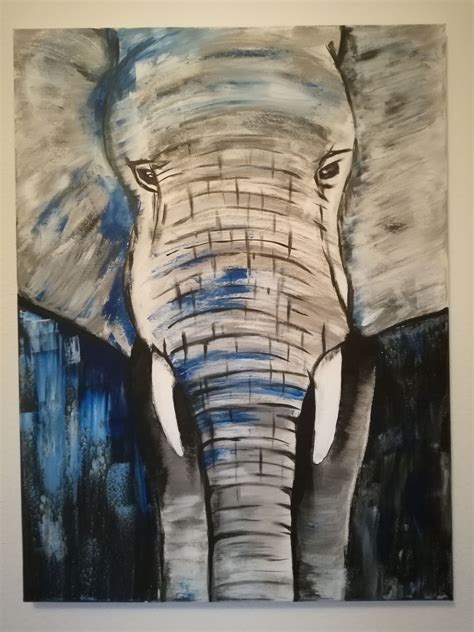 Elephant On A 80x60cm Canvas Acrylic Paint Elephant Painting Acrylic