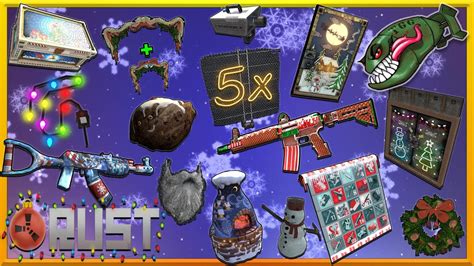 Rust Skins Holiday 2020 Neon Signs Snowman Garlands And Wreath Snow
