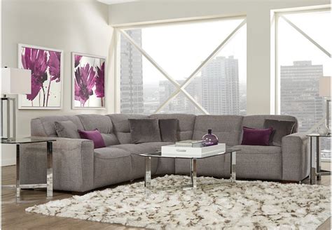 Ellis Graphite 3 Pc Sectional Upholstered Living Rooms Gray