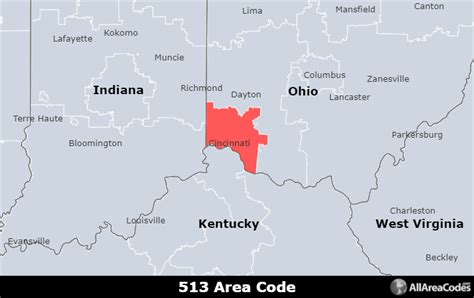 Where Is Area Code 513 Map Of Area Code 513 Cincinnati Oh Area Code