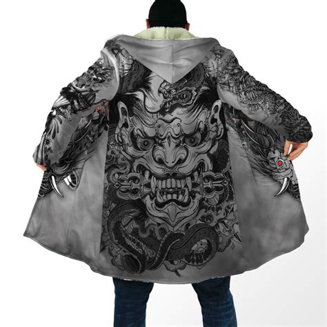 Samurai Oni Mask Tattoo 3d Over Printed Unisex Cloak Hoodifize