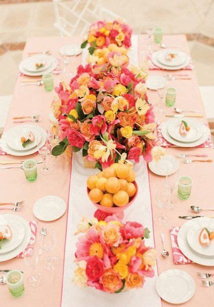New Wedding Table Settings Pink Tablecloths Ideas Orange Centerpieces