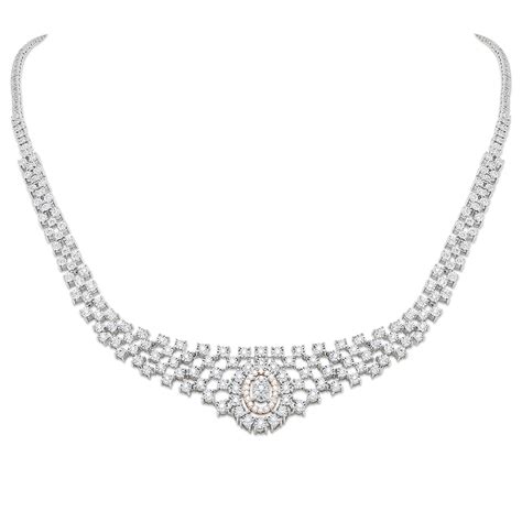 Classic Bridal Diamond Necklace In 18 Karat White And Rose Gold