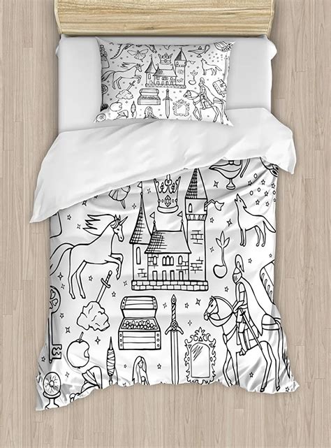 Doodle Duvet Cover Set Prince Charming And Castle Pirncess Inspired