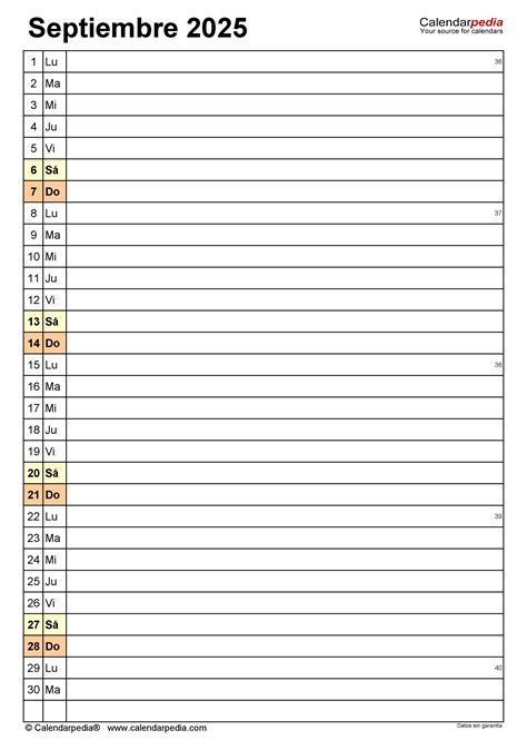 Calendario Septiembre 2025 En Word Excel Y Pdf Calendarpedia
