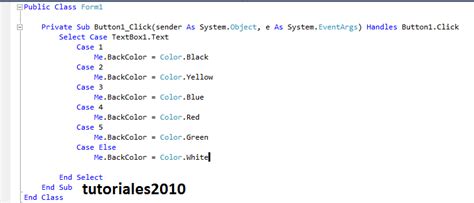 8 Curso Visual Basic Net Select Case Tutoriales2010 El Que