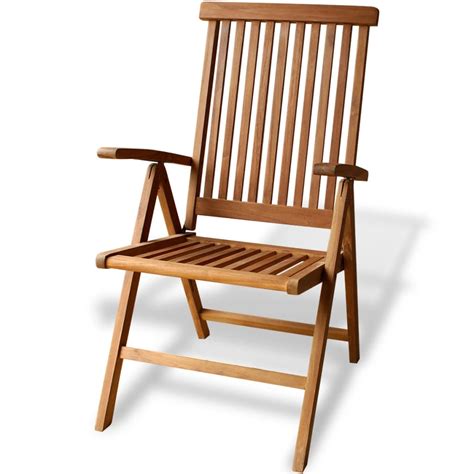 These ergonomic folding chairs can be conveniently folded up for storage space indoor/outdoor usage. vidaXL Teak Garden Folding Arm Chair Recliner Outdoor Patio Dining Camping | Buy Outdoor Dining ...