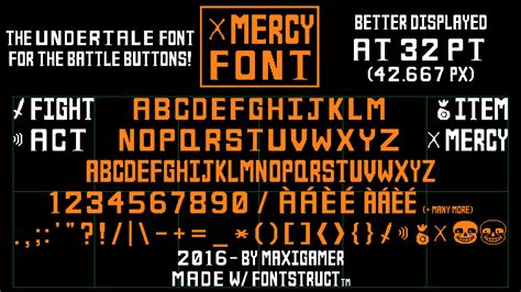 Mercy Font The Undertale Font For Battle Buttons By Maxigamer On