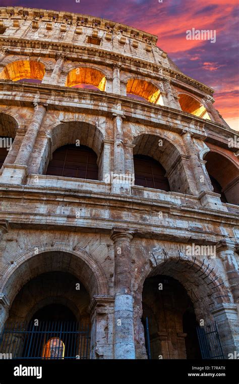 Sunrise At The Colosseum Or Coliseum Also Known As The Flavian
