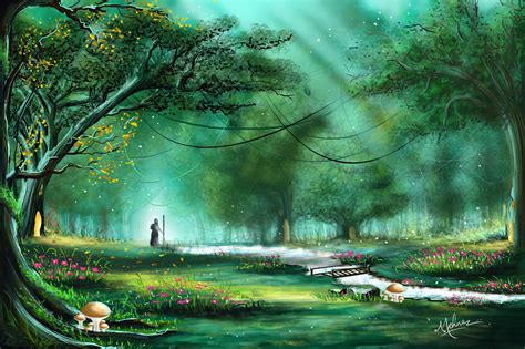 Digital Painting On Greenery Fantasy Landscape Fantasy Landscape