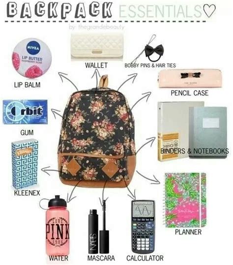 Backpack Essentials For Girls Back To School Supplies For Teens High School Survival Diy