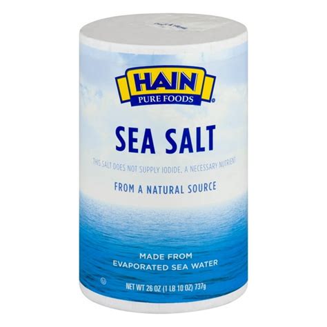 Hain Pure Foods Iodized Sea Salt 26 Oz