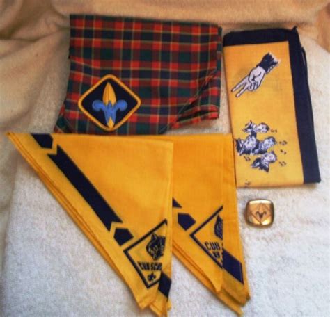 Vintage Boy Scout Cub Scout Webelos Scarves Handkerchief Brass Slider Ebay