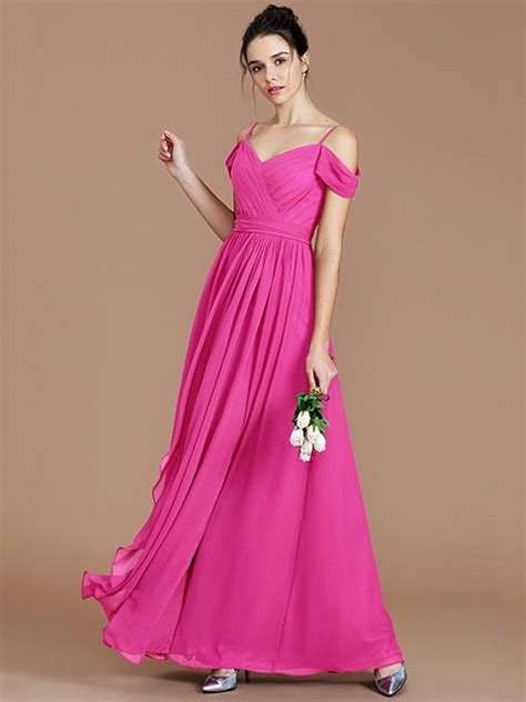 A Lineprincess Off The Shoulder Sleeveless Ruched Floor Length Chiffon