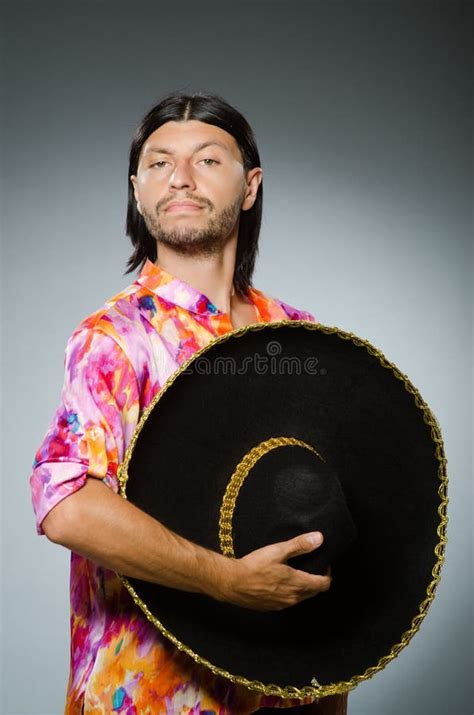 The Young Mexican Man Wearing Sombrero Stock Image Image Of Furious