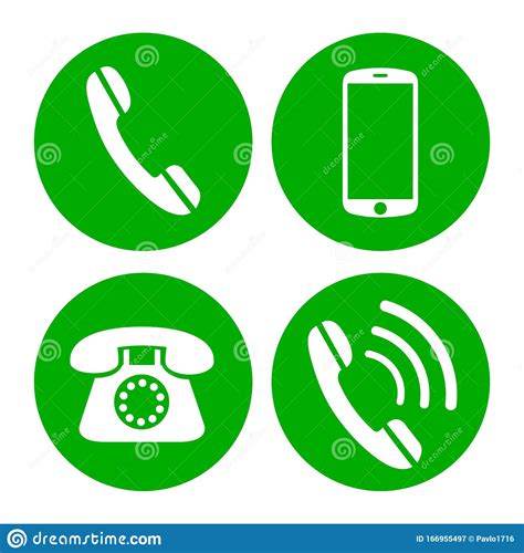 Phone Set Buttons Call Mobile Contact Icons Vector Stock