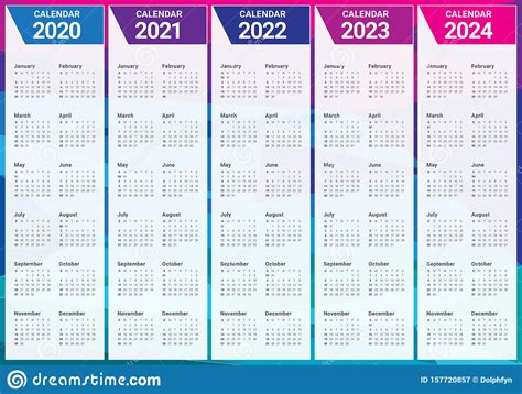 2021 2022 2023 2024 Calendar 5 Year Monthly Agenda 2020 2021 2022