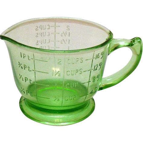 Vintage Hazel Atlas Transparent Green 2 Cup Pitcher Measuring Cup 1930