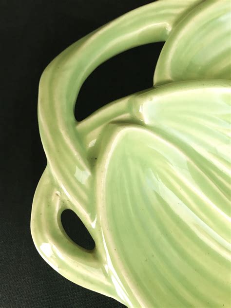 Mcm Mccoy Pottery Leaf Serving Bowl Bright Green Lime Chartreuse