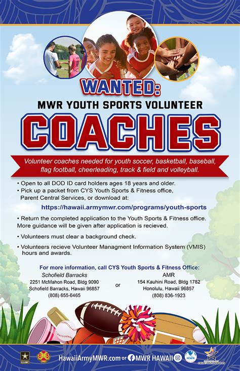 View Event Mwr Youth Sports Volunteer Coaches Needed Hawaii Us