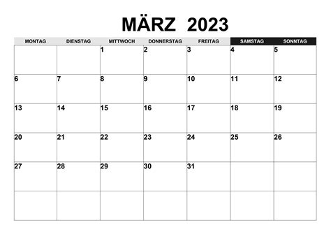 Kalender März 2023 Kalendersu