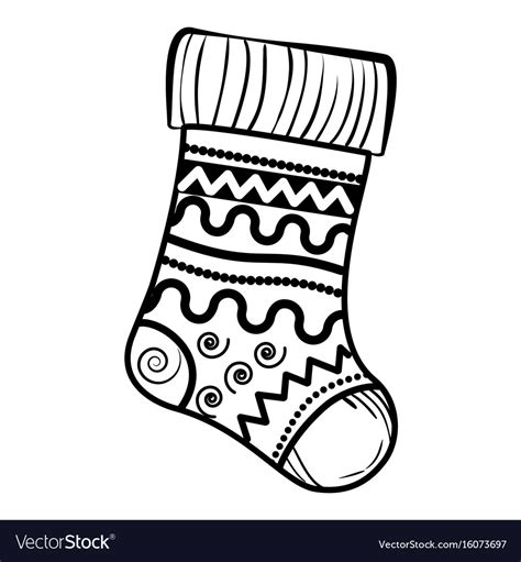 Sketch Christmas Sock Royalty Free Vector Image