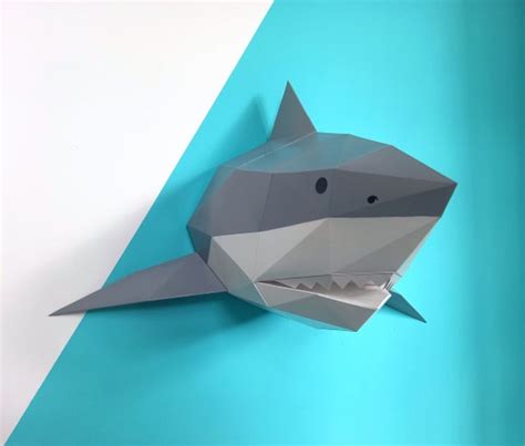 Shark Papercraft Diy Paper Shark Lowpoly Papercrafts Pdf Etsy Uk