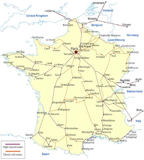 High Resolution French Rail Network Map Train Map Map France Train Images