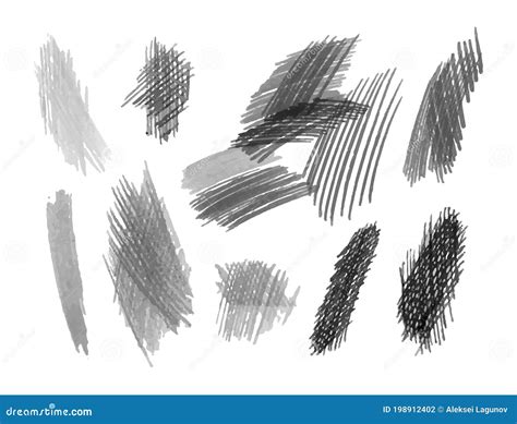 Vector Set Of Pencil Stroke Textures Isolated On White Background Gray