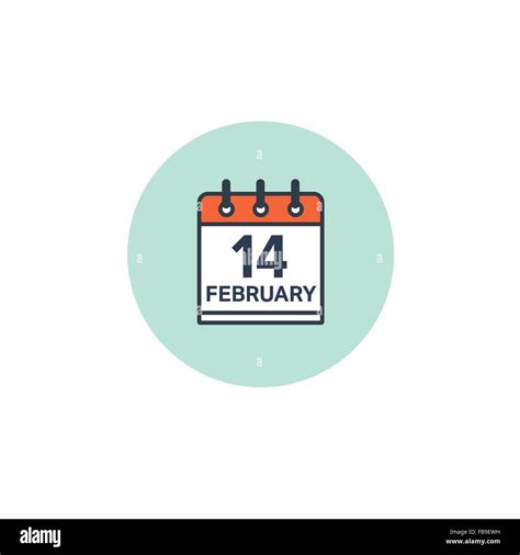 February 14 Calendar Icon Valentines Day Love Date Stock Vector