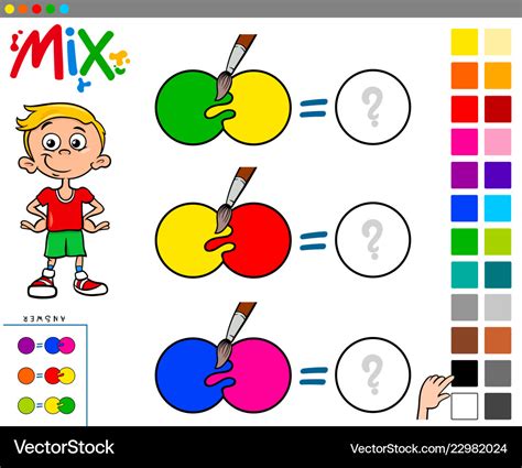 Mix Colors Educational Game For Kids Royalty Free Vector