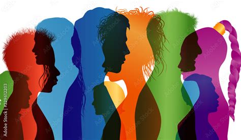 Multi Ethnic People Colored Profile Silhouette Group Of People Of