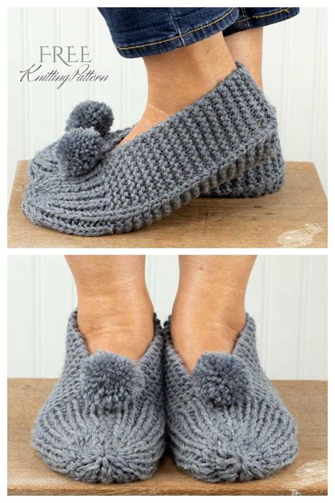 Easy Knit Rib Slippers Free Knitting Patterns Knitting Pattern Crochet Slipper Boots