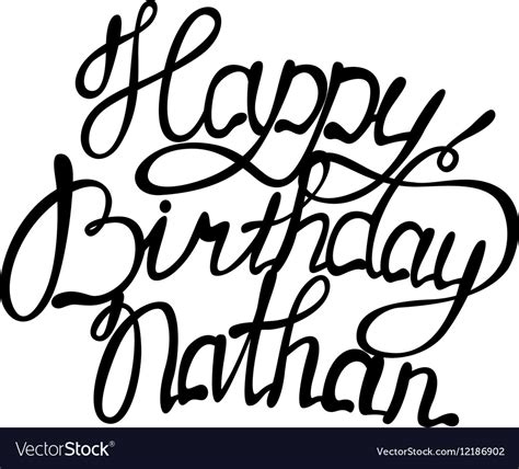 Happy Birthday Nathan Name Lettering Royalty Free Vector