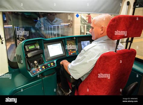 Rotterdam Netherlands Subway Train Driver And Operator Inside The