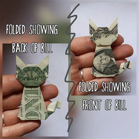 Dollar Bill Origami Cat Handmade Money Origami T Etsy