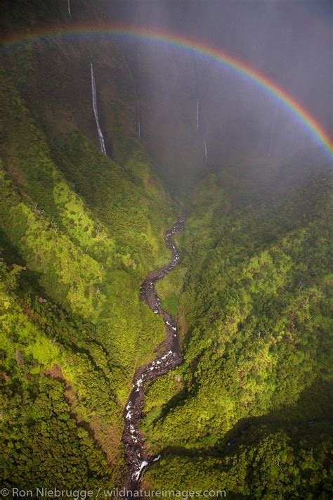 Aerial Of A Rainbow And Waterfalls Kauai Hawaii Photos By Ron