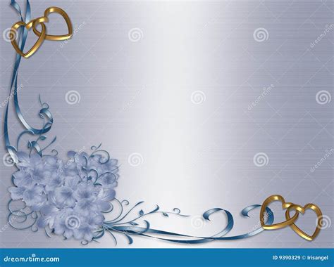 Wedding Invitation Blue Satin Floral Border Stock Illustration