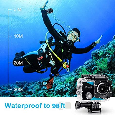 Piwoka Action Camera Fhd 1080p 98ft30m Underwater Waterproof Camera