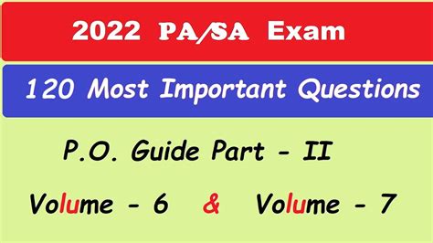 Most Important Question For Pa Sa Exam P O Guide Part