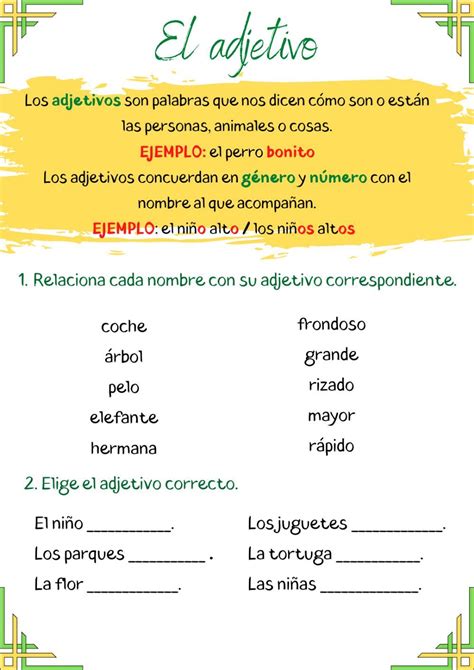 Ejercicio Interactivo De Los Adjetivos Para 2º De Primaria Puedes