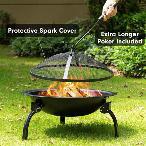 Amagabeli Fire Pit Outdoor Wood Burning Portable Folding 22in Firepit