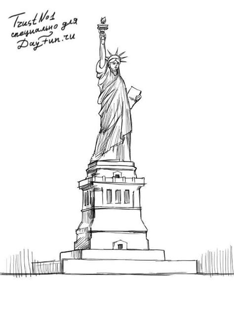 The statue is the symbol of inexhaustible human's sense of irresponsibility towards nature. How to draw the Statue of Liberty step by step | ARCMEL.COM