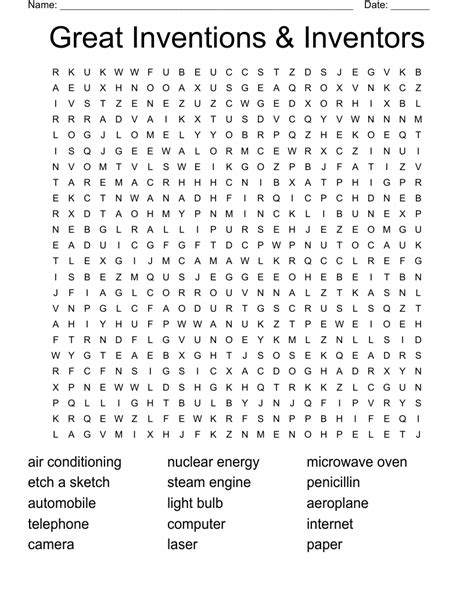 Great Inventions And Inventors Word Search Wordmint