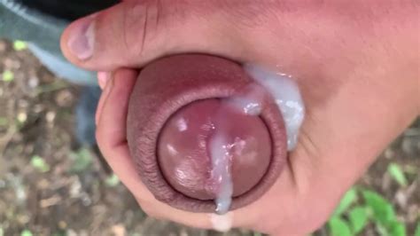 Close Up Look On Glans With Precum And Close Up Cum Leaking Uncut