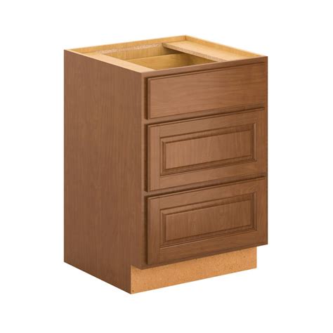 Cabinet height includes 150mm adjustable feet. Hampton Bay Madison Assembled 24x34.5x24 in. 3-Drawer Base ...